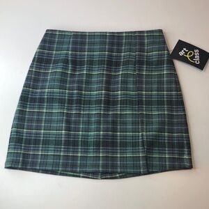 NWT Art Class Teal and Black Plaid Mini Skirt Little girls S 6/6X
